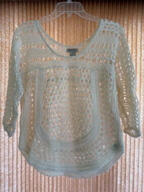 Lucky Brand Cream Open-Knit Scoop Neck Women's Sweater